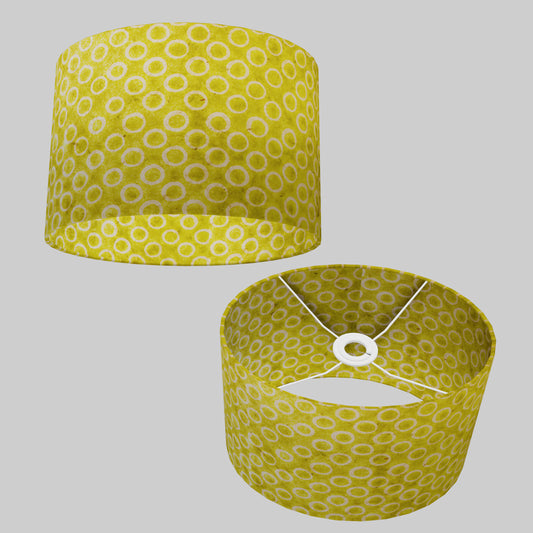 Oval Lamp Shade - P02 - Batik Lime Circles, 30cm(w) x 20cm(h) x 22cm(d)