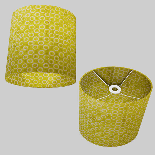 Oval Lamp Shade - P02 - Batik Lime Circles, 30cm(w) x 30cm(h) x 22cm(d)