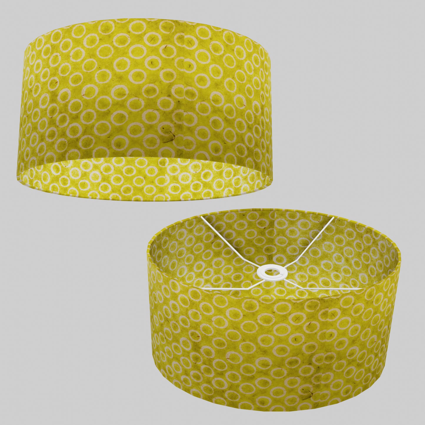 Oval Lamp Shade - P02 - Batik Lime Circles, 40cm(w) x 20cm(h) x 30cm(d)