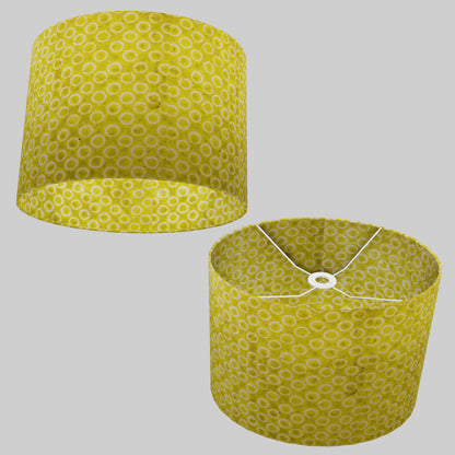 Oval Lamp Shade - P02 - Batik Lime Circles, 40cm(w) x 30cm(h) x 30cm(d)