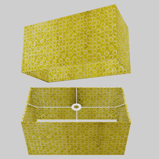 Rectangle Lamp Shade - P02 - Batik Lime Circles, 50cm(w) x 25cm(h) x 25cm(d)