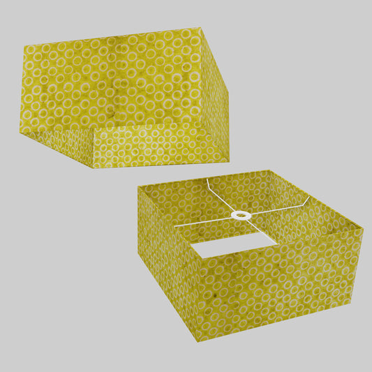 Square Lamp Shade - P02 - Batik Lime Circles, 40cm(w) x 20cm(h) x 40cm(d)