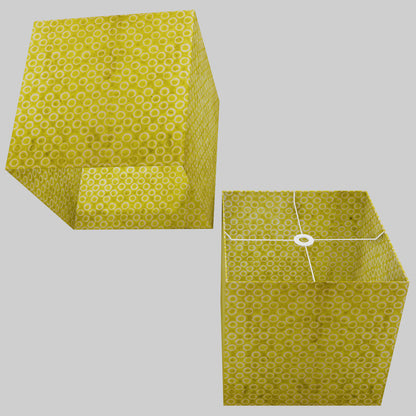 Square Lamp Shade - P02 - Batik Lime Circles, 40cm(w) x 40cm(h) x 40cm(d)