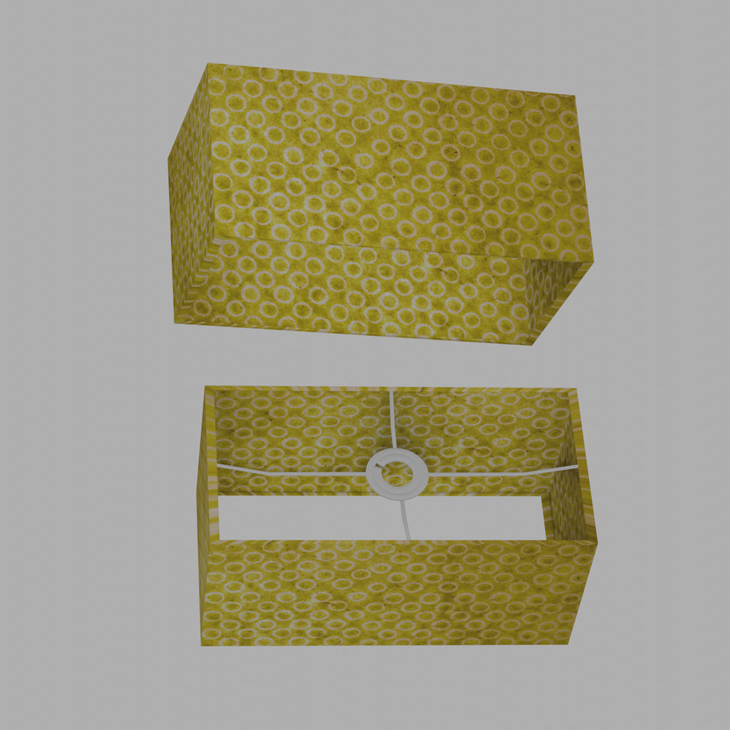 Rectangle Lamp Shade - P02 - Batik Lime Circles, 40cm(w) x 20cm(h) x 20cm(d)