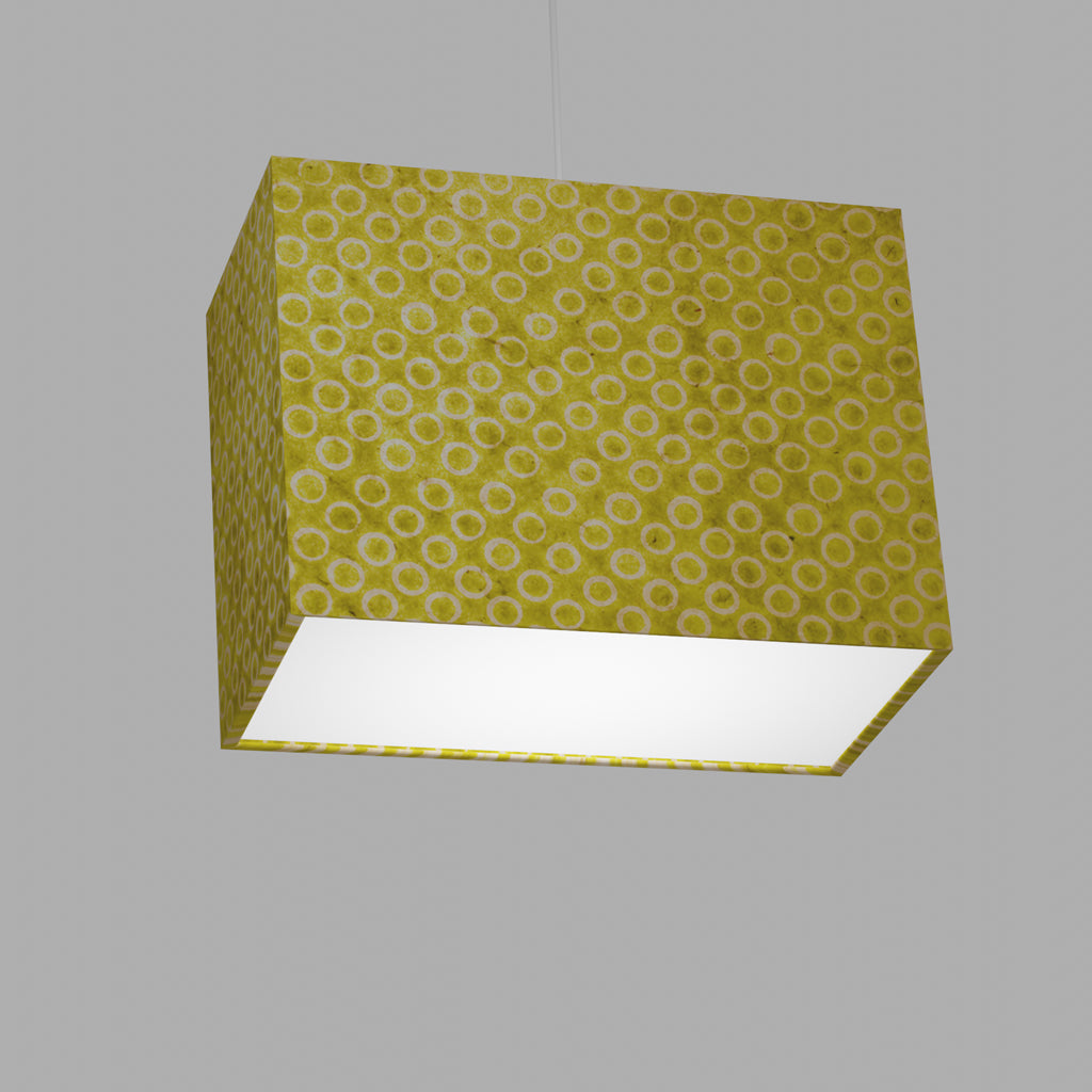 Rectangle Lamp Shade - P02 - Batik Lime Circles, 40cm(w) x 30cm(h) x 20cm(d)
