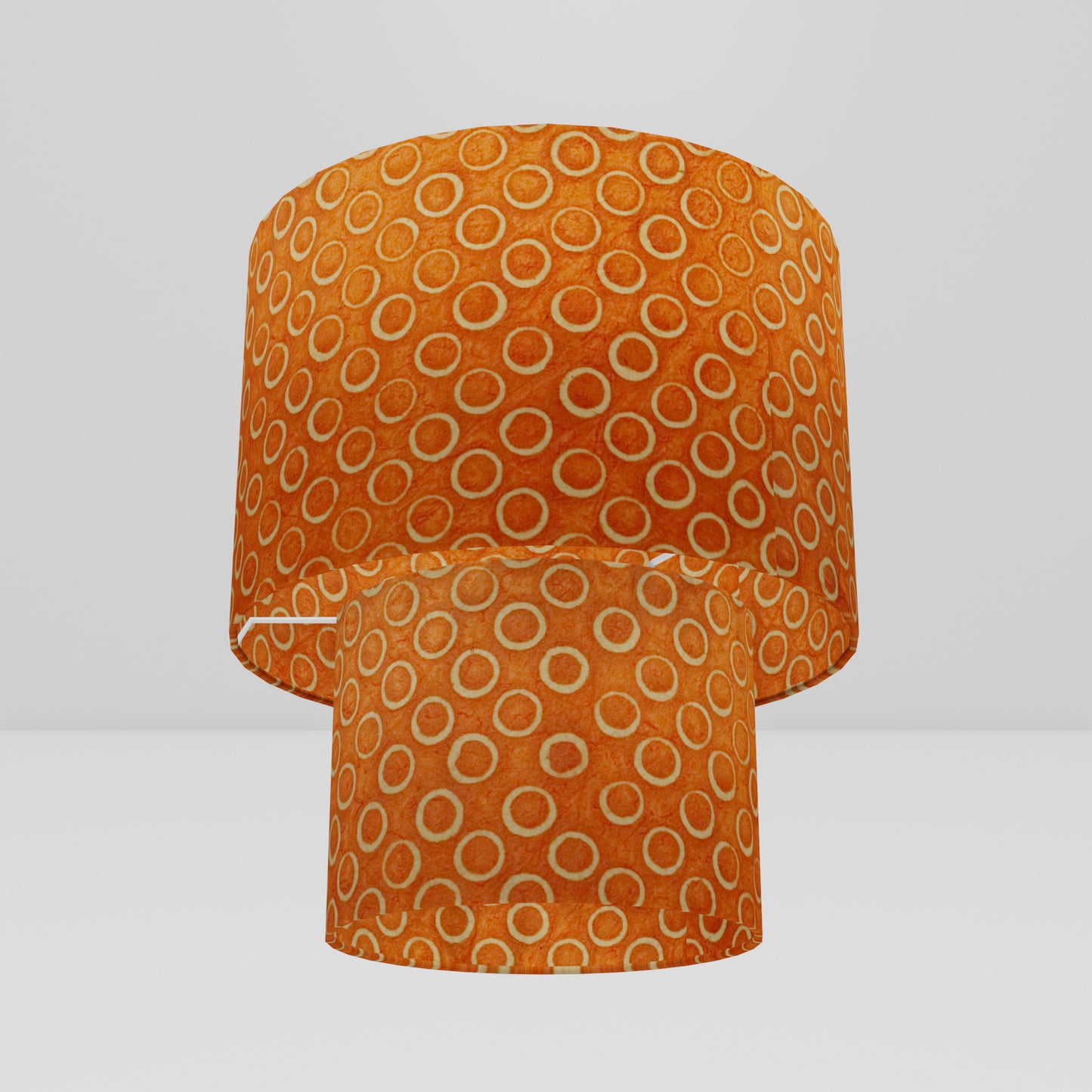 2 Tier Lamp Shade - P03 - Batik Orange Circles, 30cm x 20cm & 20cm x 15cm