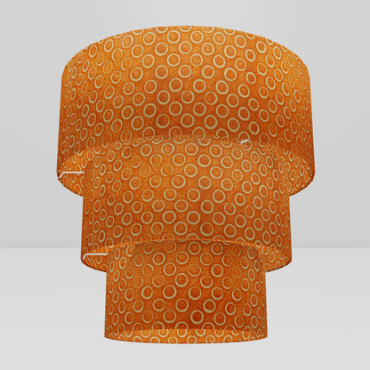 3 Tier Lamp Shade - P03 - Batik Orange Circles, 50cm x 20cm, 40cm x 17.5cm & 30cm x 15cm