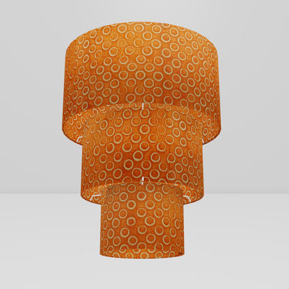 3 Tier Lamp Shade - P03 - Batik Orange Circles, 40cm x 20cm, 30cm x 17.5cm & 20cm x 15cm
