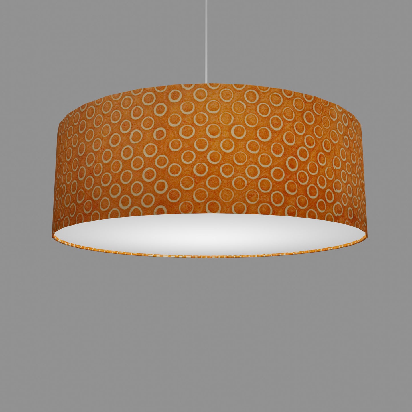 Drum Lamp Shade - P03 - Batik Orange Circles, 60cm(d) x 20cm(h)