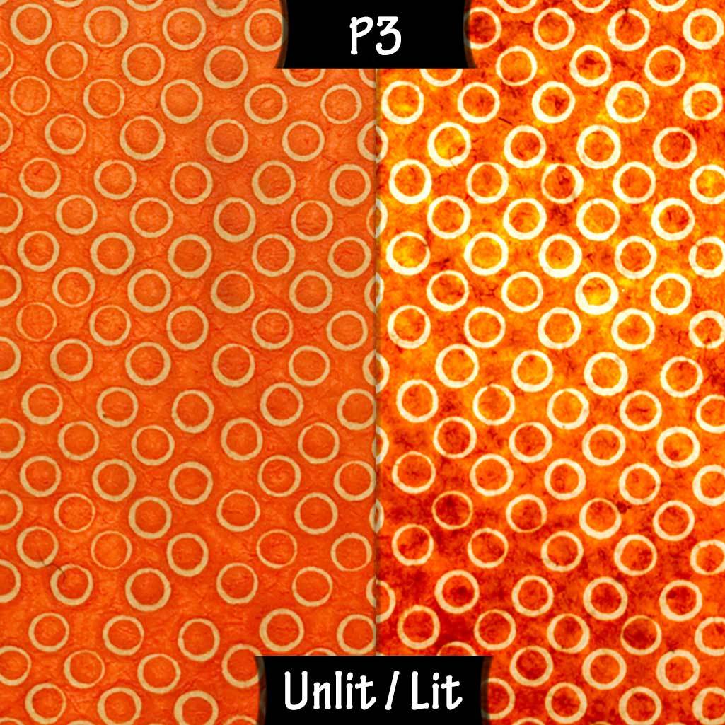 Oval Lamp Shade - P03 - Batik Orange Circles, 20cm(w) x 20cm(h) x 13cm(d) - Imbue Lighting