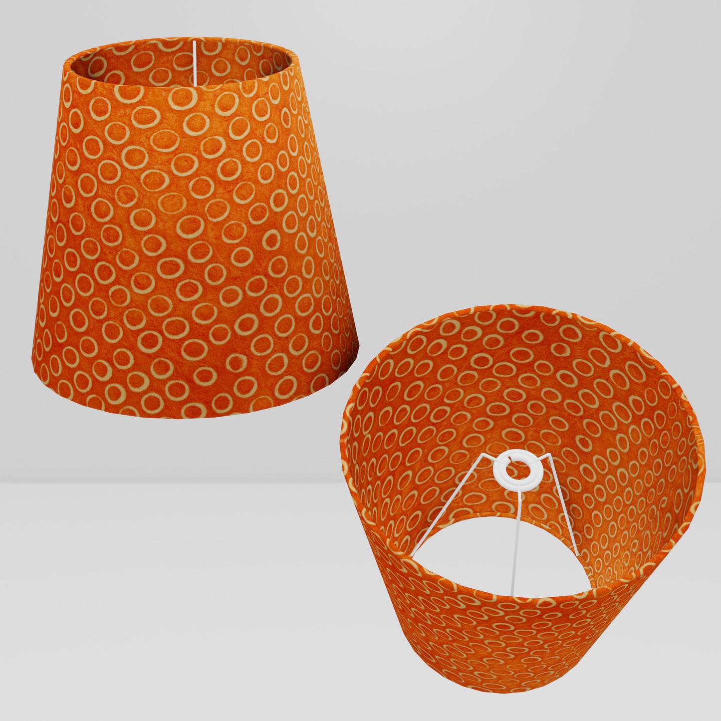 Conical Lamp Shade P03 - Batik Orange Circles, 23cm(top) x 35cm(bottom) x 31cm(height)