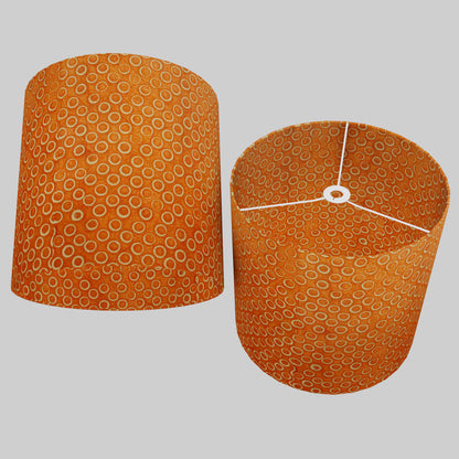 Drum Lamp Shade - P03 - Batik Orange Circles, 40cm(d) x 40cm(h)