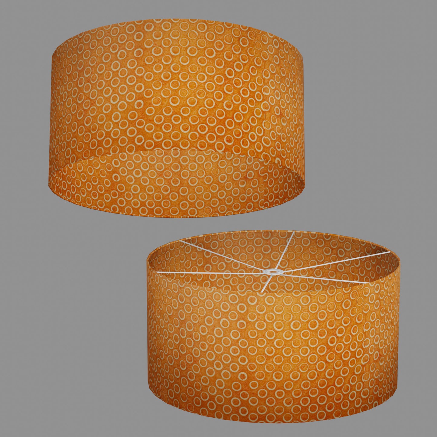 Drum Lamp Shade - P03 - Batik Orange Circles, 60cm(d) x 30cm(h)