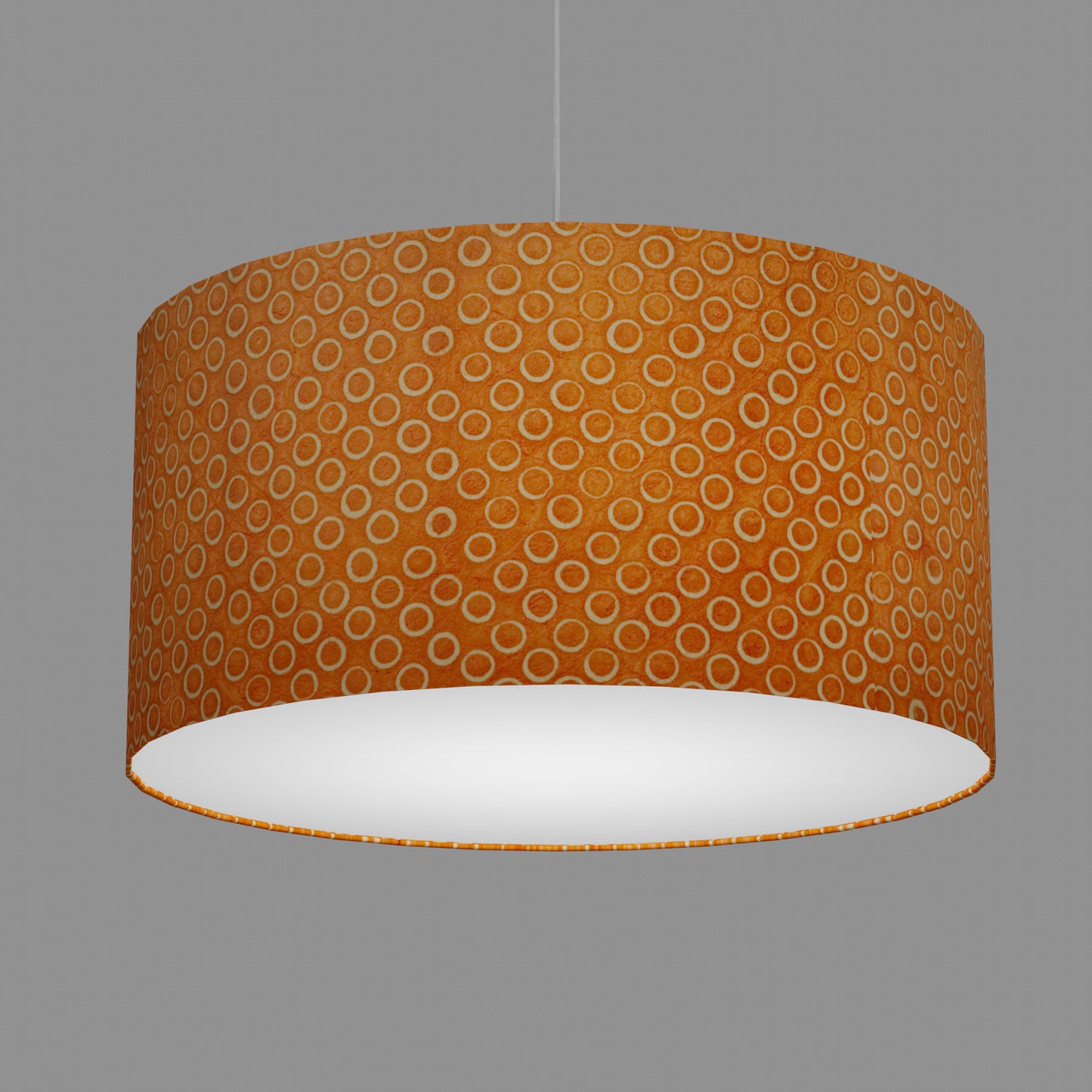 Drum Lamp Shade - P03 - Batik Orange Circles, 60cm(d) x 30cm(h)