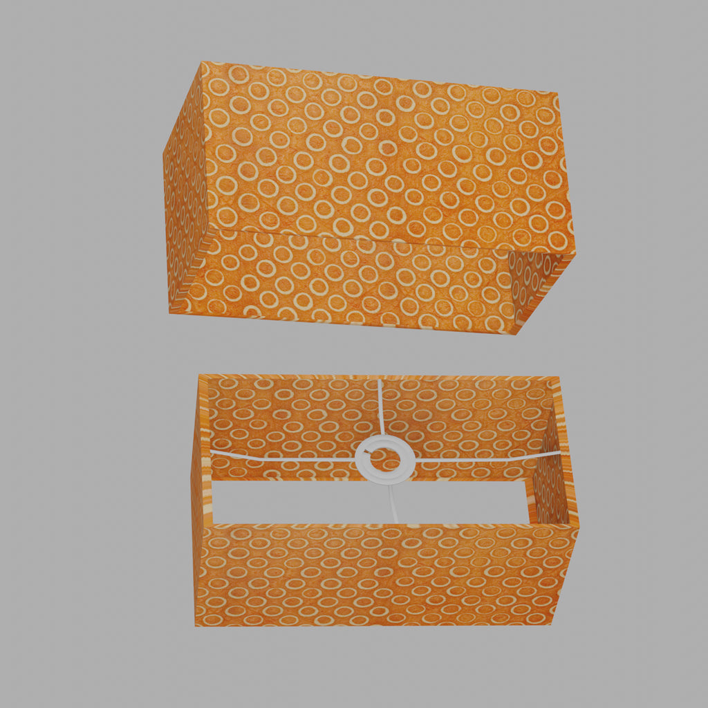 Rectangle Lamp Shade - P03 - Batik Orange Circles, 40cm(w) x 20cm(h) x 20cm(d)