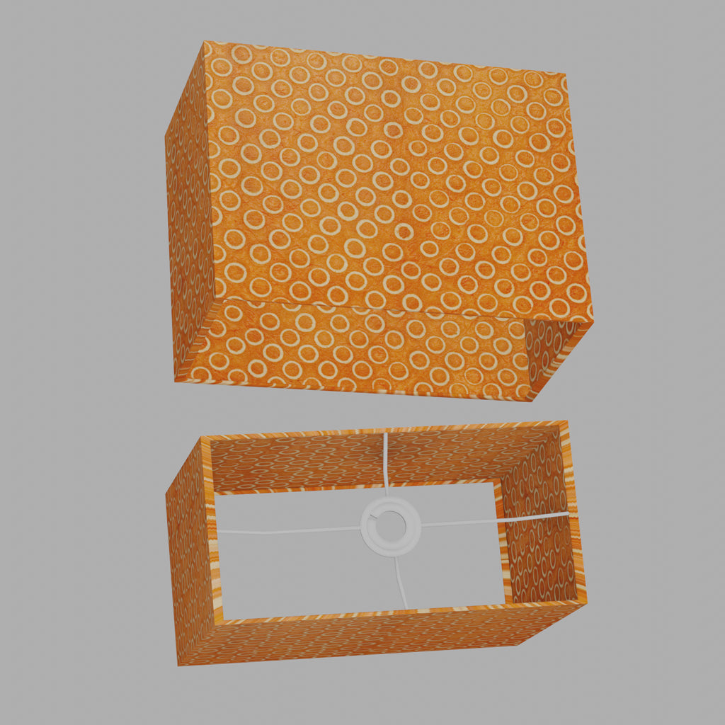 Rectangle Lamp Shade - P03 - Batik Orange Circles, 40cm(w) x 30cm(h) x 20cm(d)