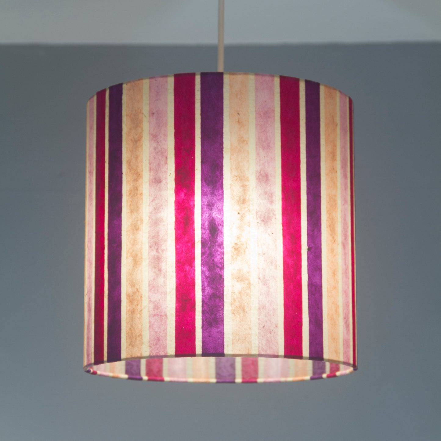 Oval Lamp Shade - P04 - Batik Stripes Pink, 30cm(w) x 20cm(h) x 22cm(d)