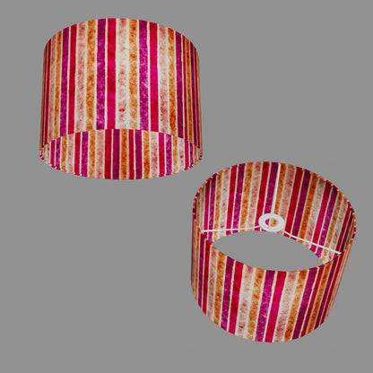 Drum Lamp Shade - P04 - Batik Stripes Pink, 30cm(d) x 20cm(h)