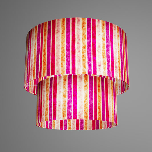 2 Tier Lamp Shade - P04 - Batik Stripes Pink, 40cm x 20cm & 30cm x 15cm