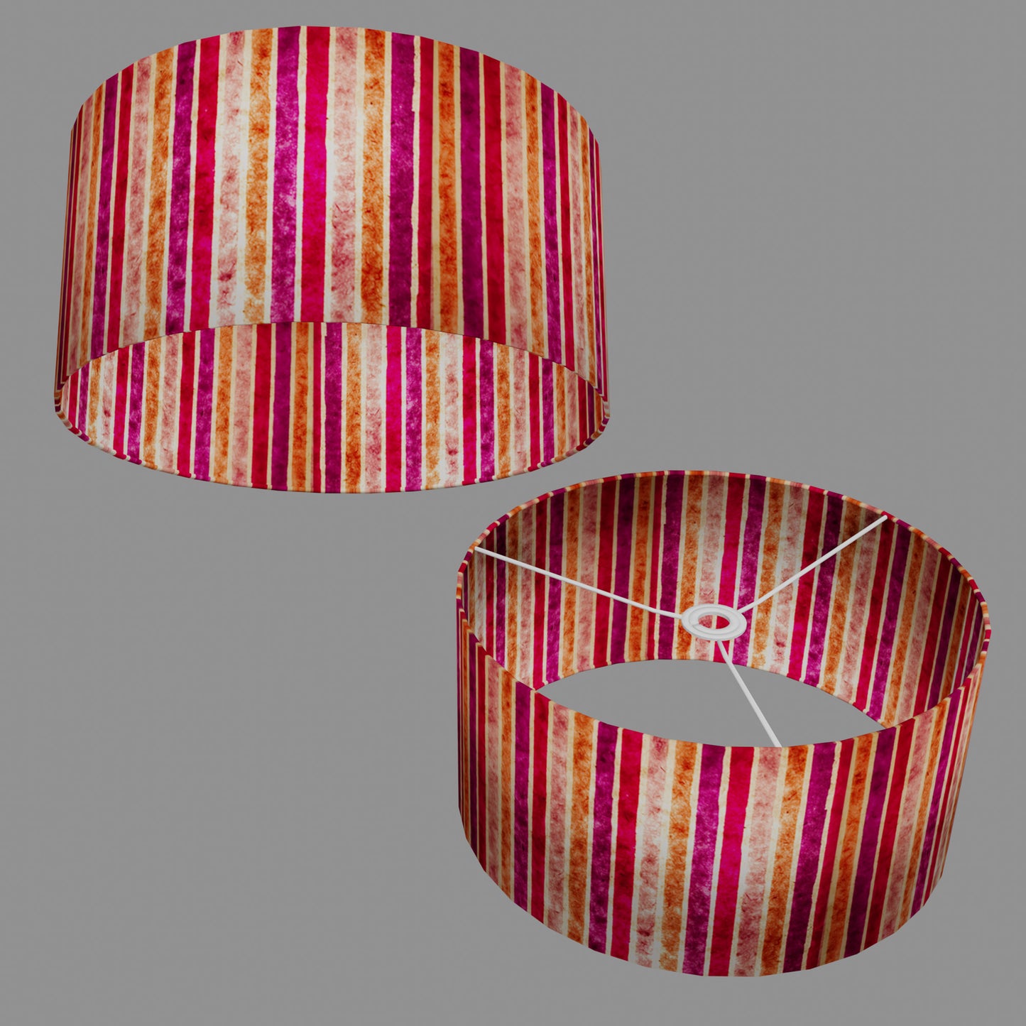 Drum Lamp Shade - P04 - Batik Stripes Pink, 40cm(d) x 20cm(h)