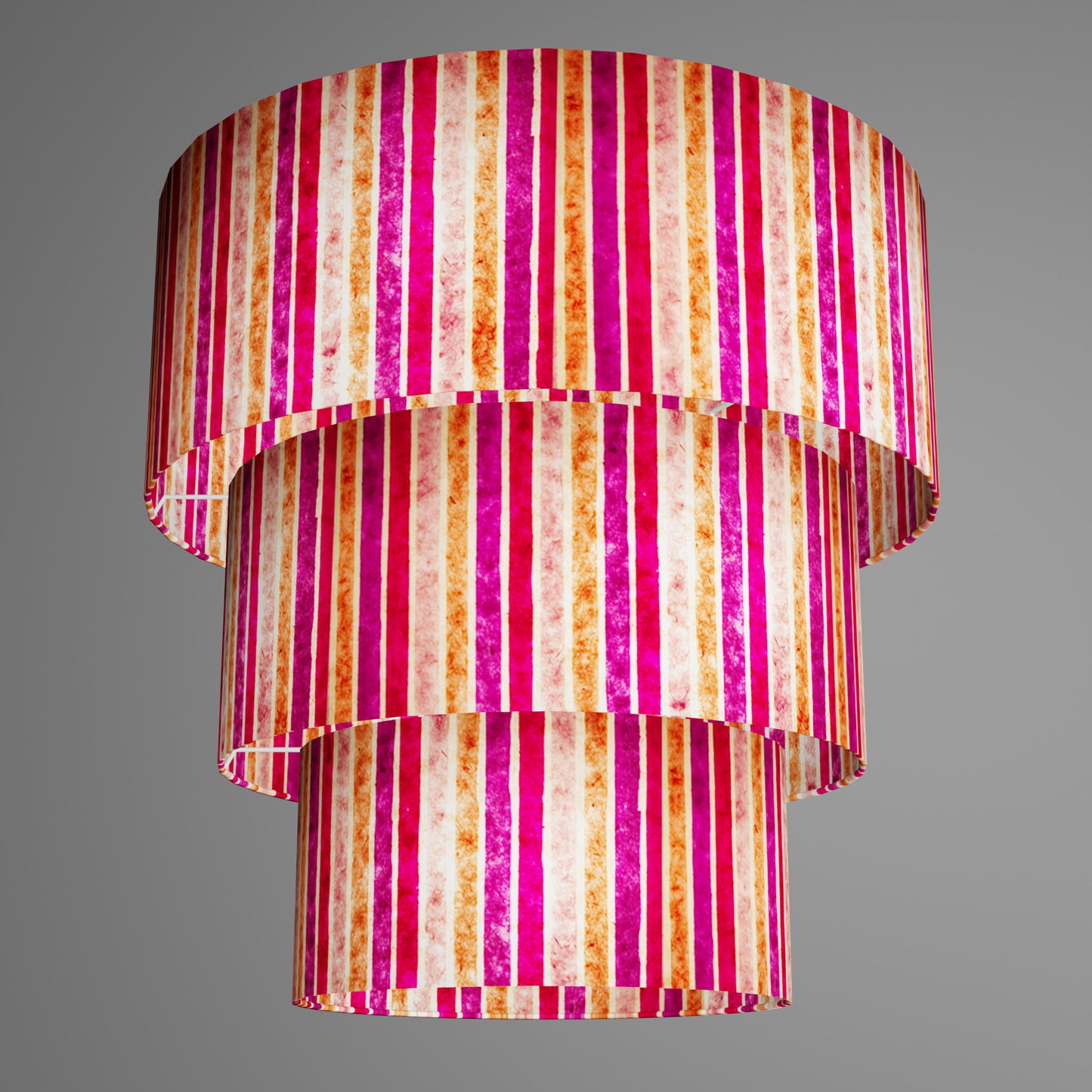 3 Tier Lamp Shade - P04 - Batik Stripes Pink, 50cm x 20cm, 40cm x 17.5cm & 30cm x 15cm