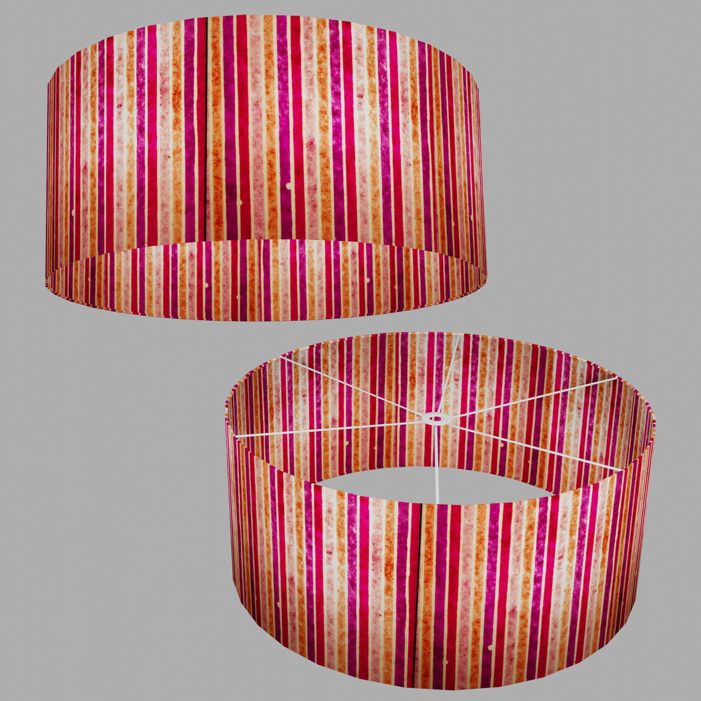 Drum Lamp Shade - P04 - Batik Stripes Pink, 70cm(d) x 30cm(h)