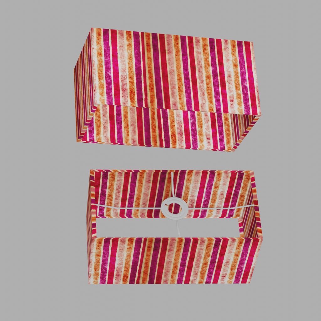 Rectangle Lamp Shade - P04 - Batik Stripes Pink, 40cm(w) x 20cm(h) x 20cm(d)