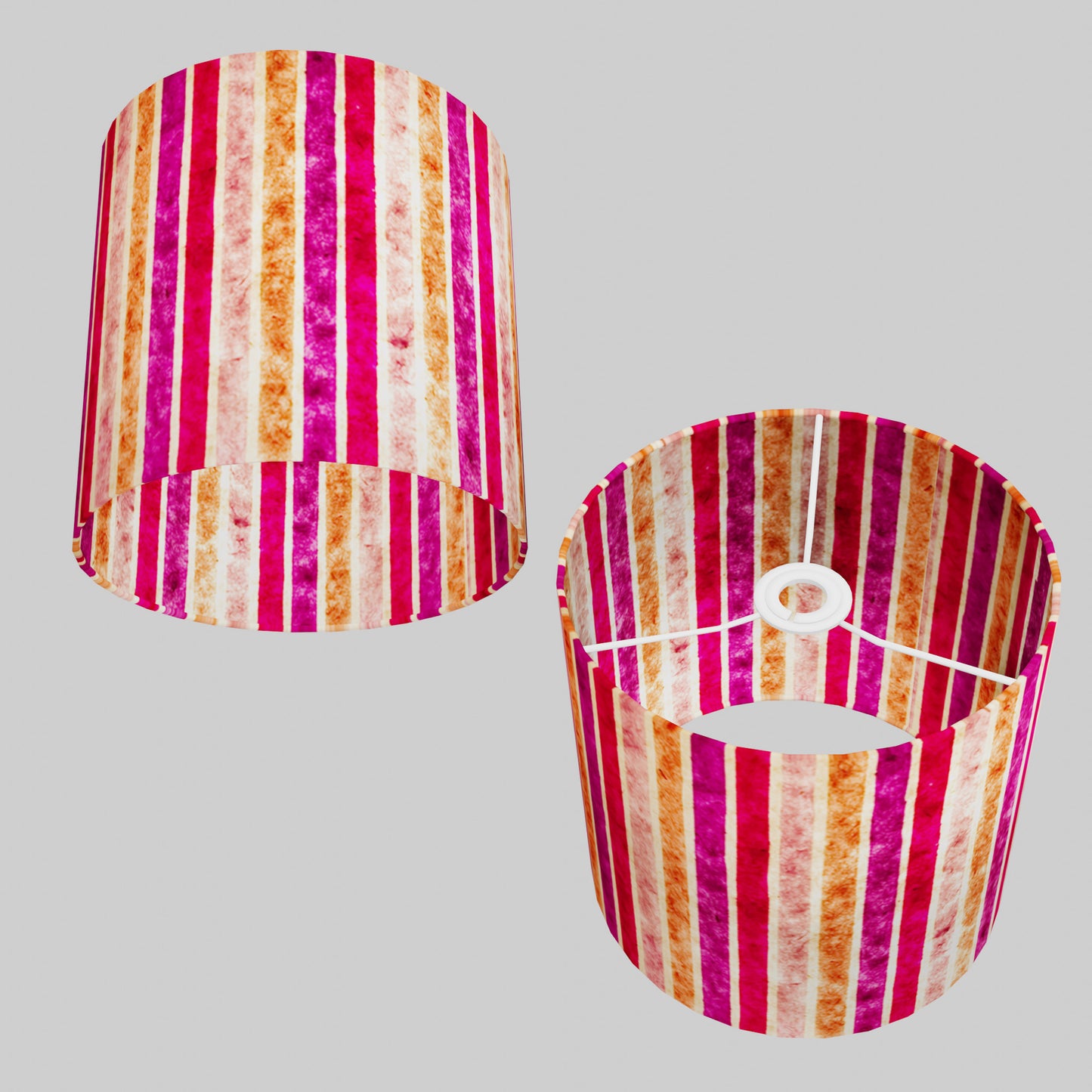 Drum Lamp Shade - P04 - Batik Stripes Pink, 25cm x 25cm