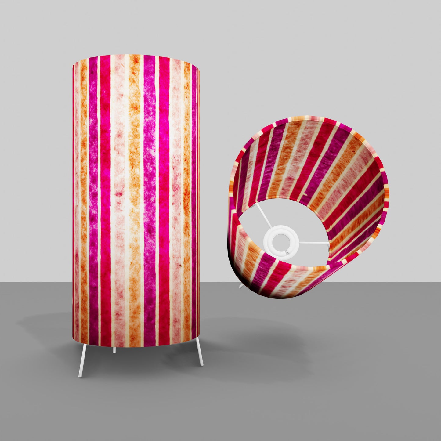 Free Standing Table Lamp Small - P04 ~ Batik Stripes Pink