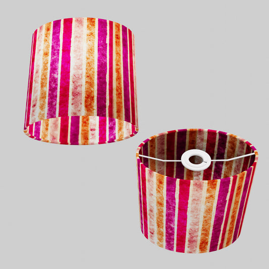 Oval Lamp Shade - P04 - Batik Stripes Pink, 20cm(w) x 20cm(h) x 13cm(d)