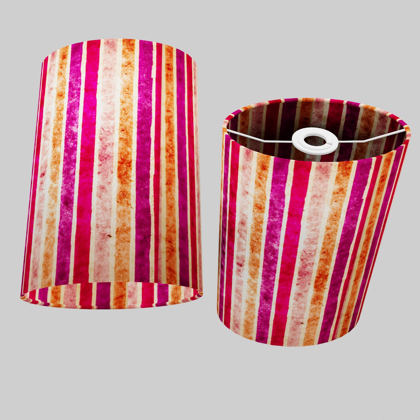 Oval Lamp Shade - P04 - Batik Stripes Pink, 20cm(w) x 30cm(h) x 13cm(d)