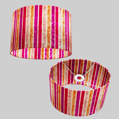 Oval Lamp Shade - P04 - Batik Stripes Pink, 30cm(w) x 20cm(h) x 22cm(d)