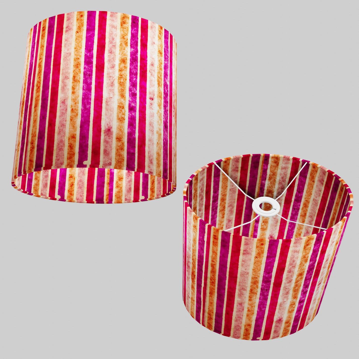 Oval Lamp Shade - P04 - Batik Stripes Pink, 30cm(w) x 30cm(h) x 22cm(d)