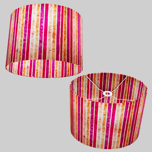 Oval Lamp Shade - P04 - Batik Stripes Pink, 40cm(w) x 30cm(h) x 30cm(d)