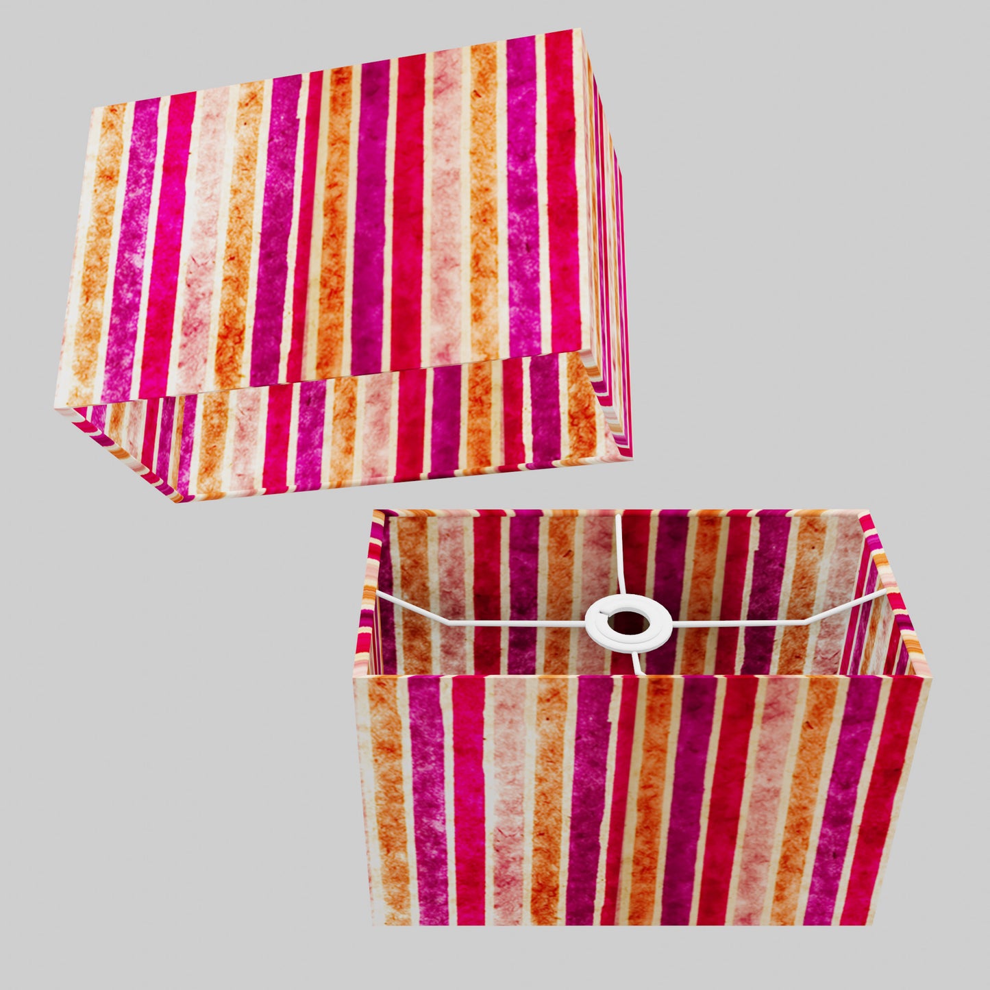 Rectangle Lamp Shade - P04 - Batik Stripes Pink, 30cm(w) x 20cm(h) x 15cm(d)