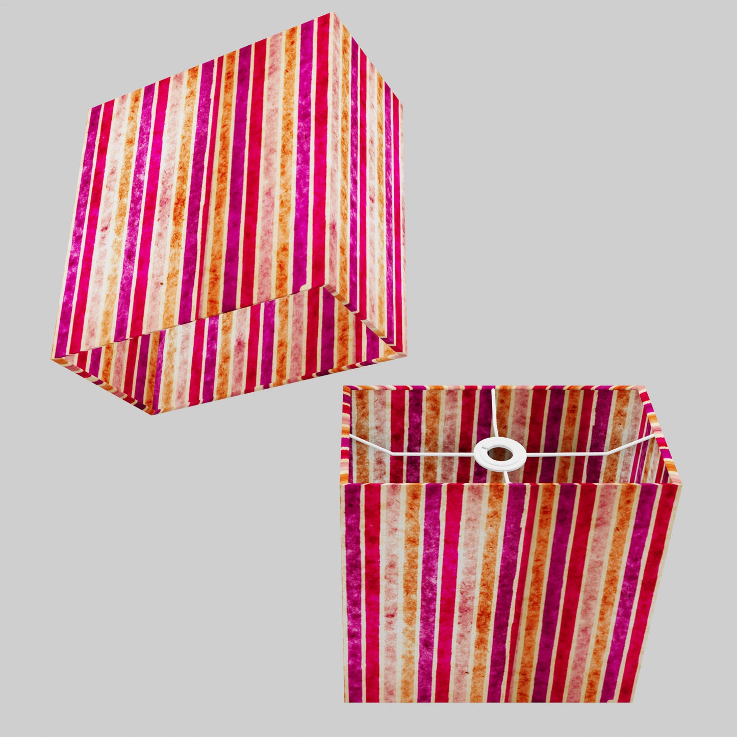 Rectangle Lamp Shade - P04 - Batik Stripes Pink, 30cm(w) x 30cm(h) x 15cm(d)