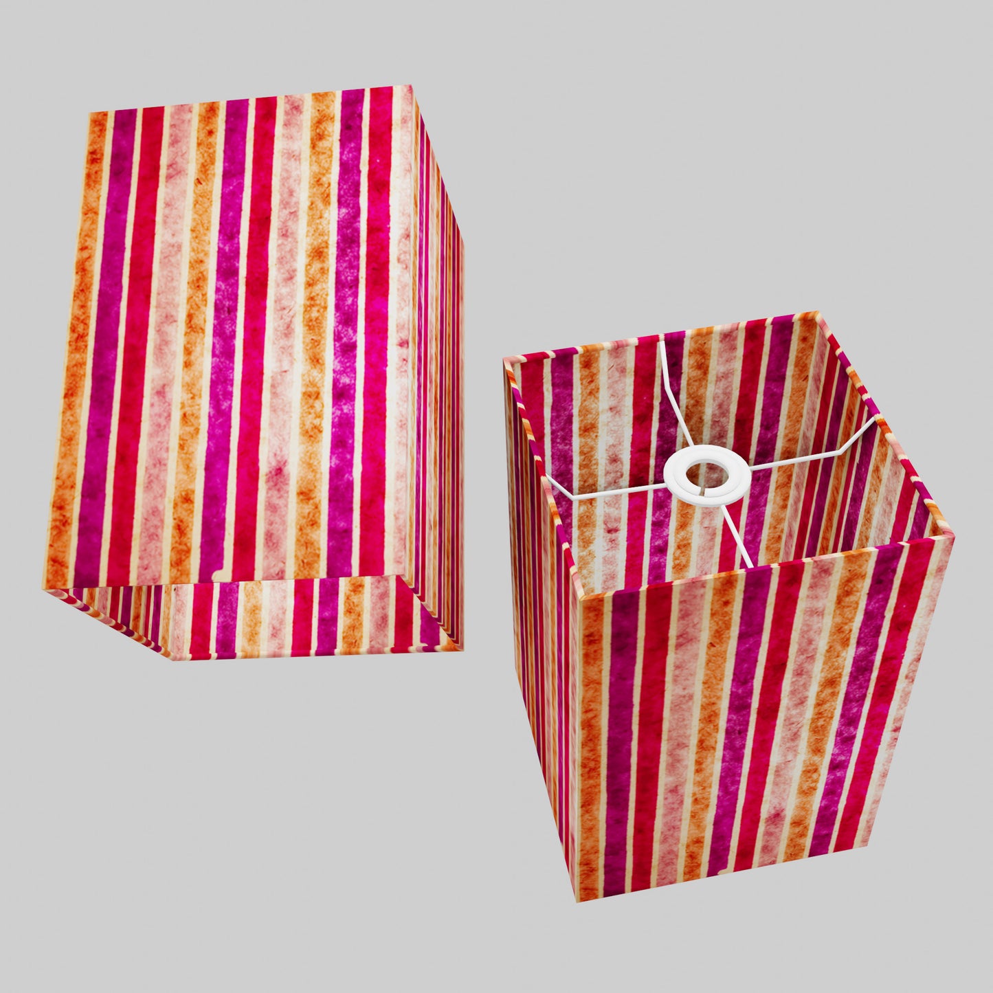 Square Lamp Shade - P04 - Batik Stripes Pink, 20cm(w) x 30cm(h) x 20cm(d)