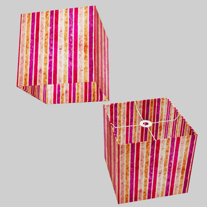 Square Lamp Shade - P04 - Batik Stripes Pink, 30cm(w) x 30cm(h) x 30cm(d)