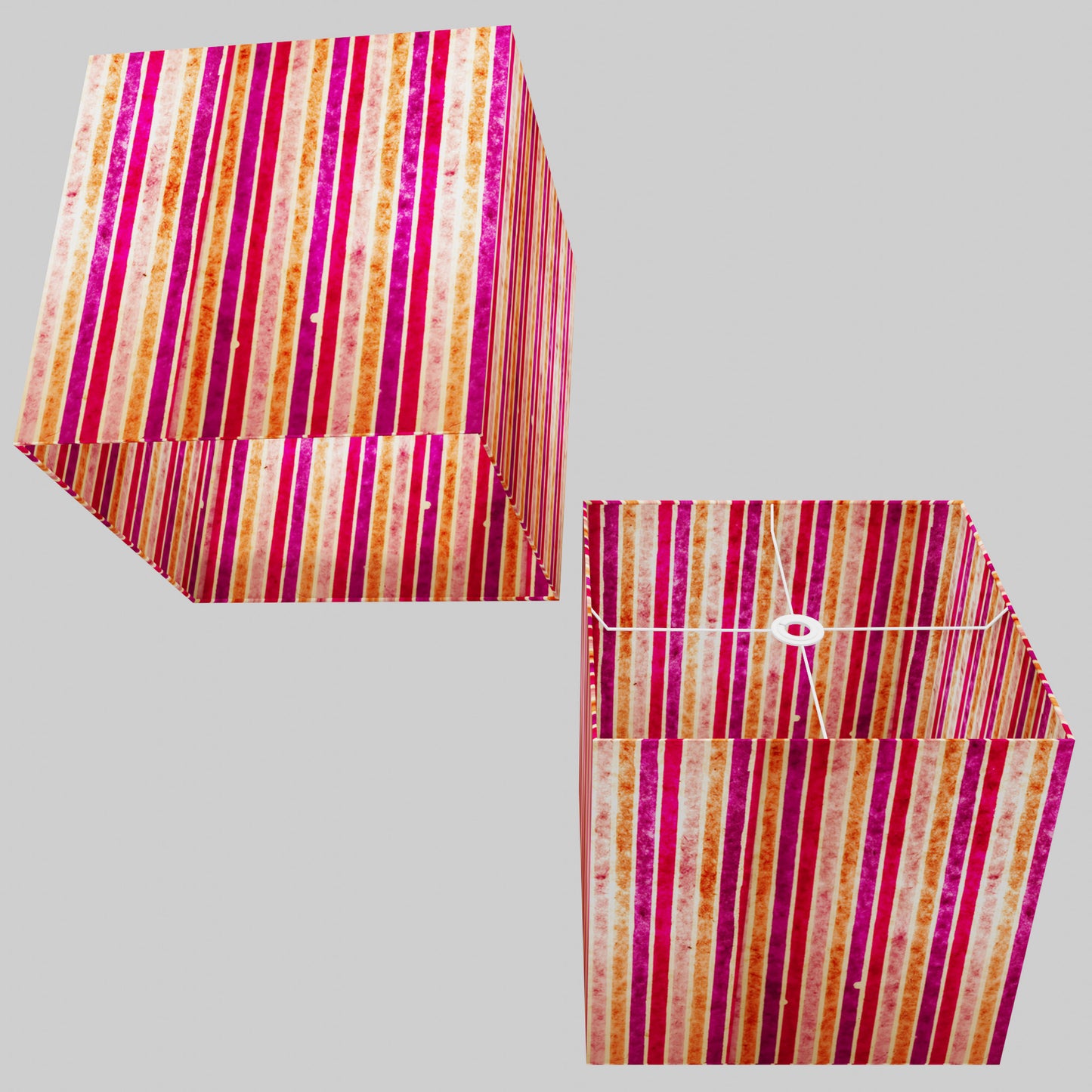 Square Lamp Shade - P04 - Batik Stripes Pink, 40cm(w) x 40cm(h) x 40cm(d)