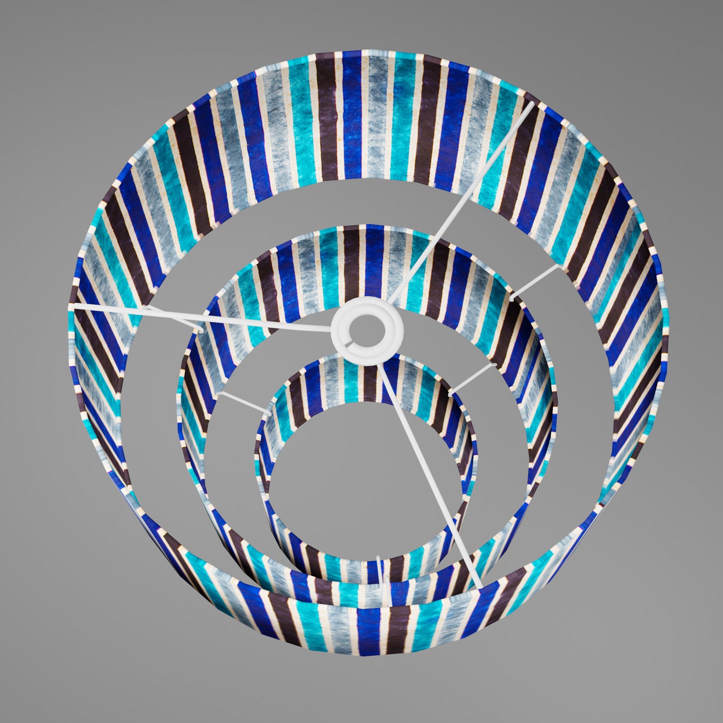 3 Tier Lamp Shade - P05 - Batik Stripes Blue, 40cm x 20cm, 30cm x 17.5cm & 20cm x 15cm