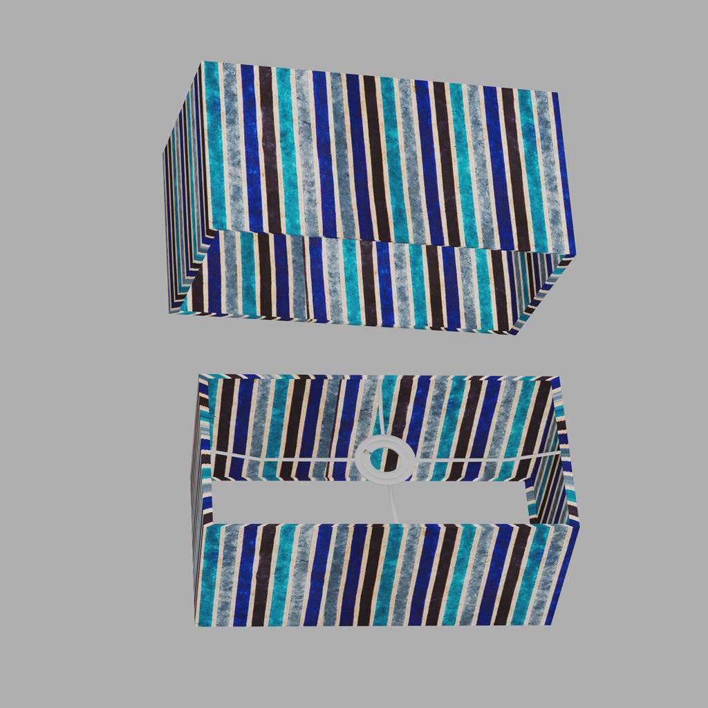 Rectangle Lamp Shade - P05 - Batik Stripes Blue, 40cm(w) x 20cm(h) x 20cm(d)