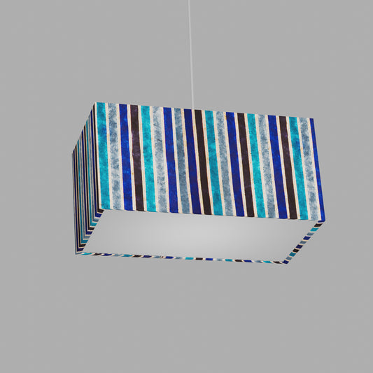 Rectangle Lamp Shade - P05 - Batik Stripes Blue, 40cm(w) x 20cm(h) x 20cm(d)