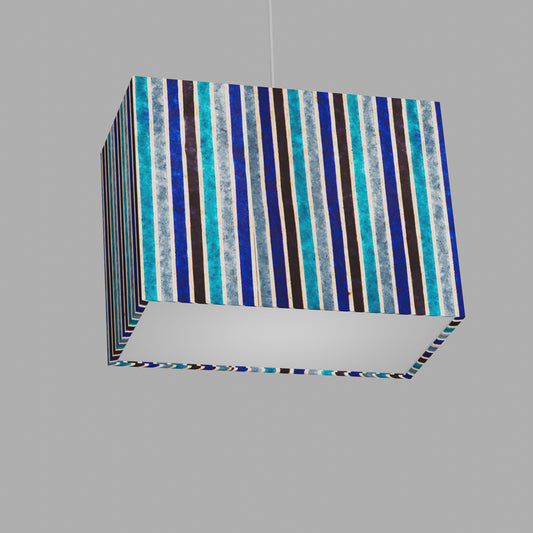 Rectangle Lamp Shade - P05 - Batik Stripes Blue, 40cm(w) x 30cm(h) x 20cm(d)