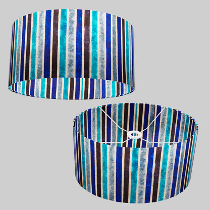 Oval Lamp Shade - P05 - Batik Stripes Blue, 40cm(w) x 20cm(h) x 30cm(d)