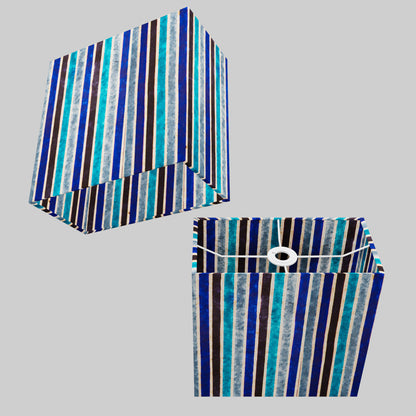 Rectangle Lamp Shade - P05 - Batik Stripes Blue, 30cm(w) x 30cm(h) x 15cm(d)