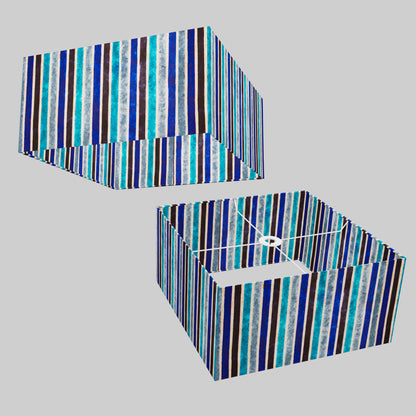 Square Lamp Shade - P05 - Batik Stripes Blue, 40cm(w) x 20cm(h) x 40cm(d)