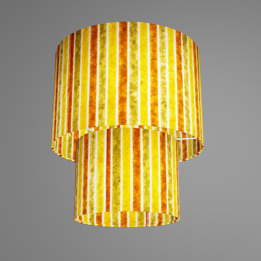 2 Tier Lamp Shade - P06 - Batik Stripes Autumn, 30cm x 20cm & 20cm x 15cm