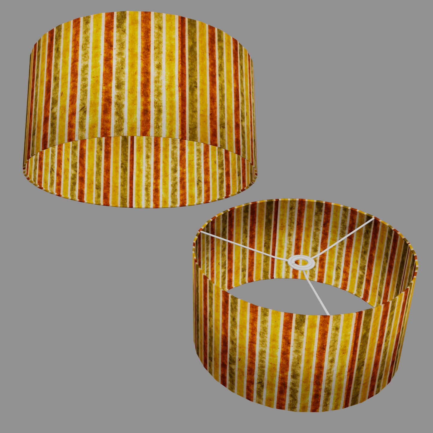 Drum Lamp Shade - P06 - Batik Stripes Autumn, 40cm(d) x 20cm(h)