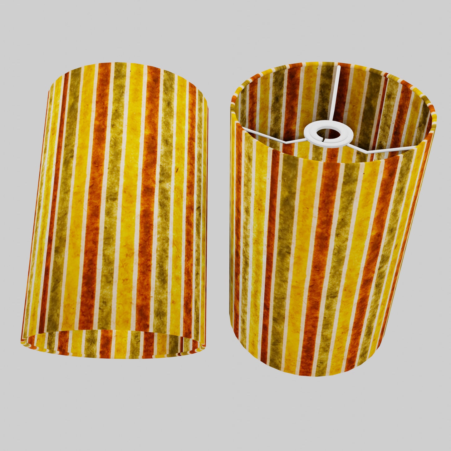 Drum Lamp Shade - P06 - Batik Stripes Autumn, 20cm(d) x 30cm(h)