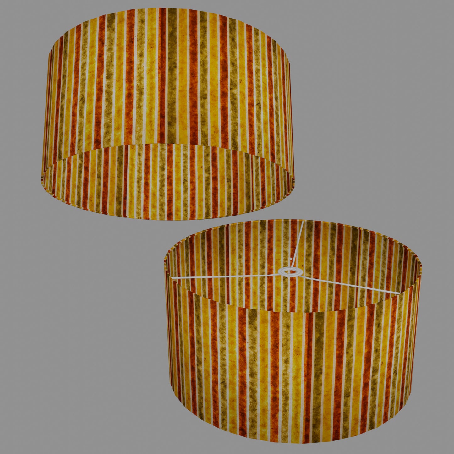 Drum Lamp Shade - P06 - Batik Stripes Autumn, 50cm(d) x 25cm(h)